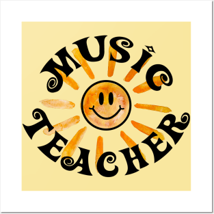 Groovy Music Teacher Happy Face Sunshine Gift Posters and Art